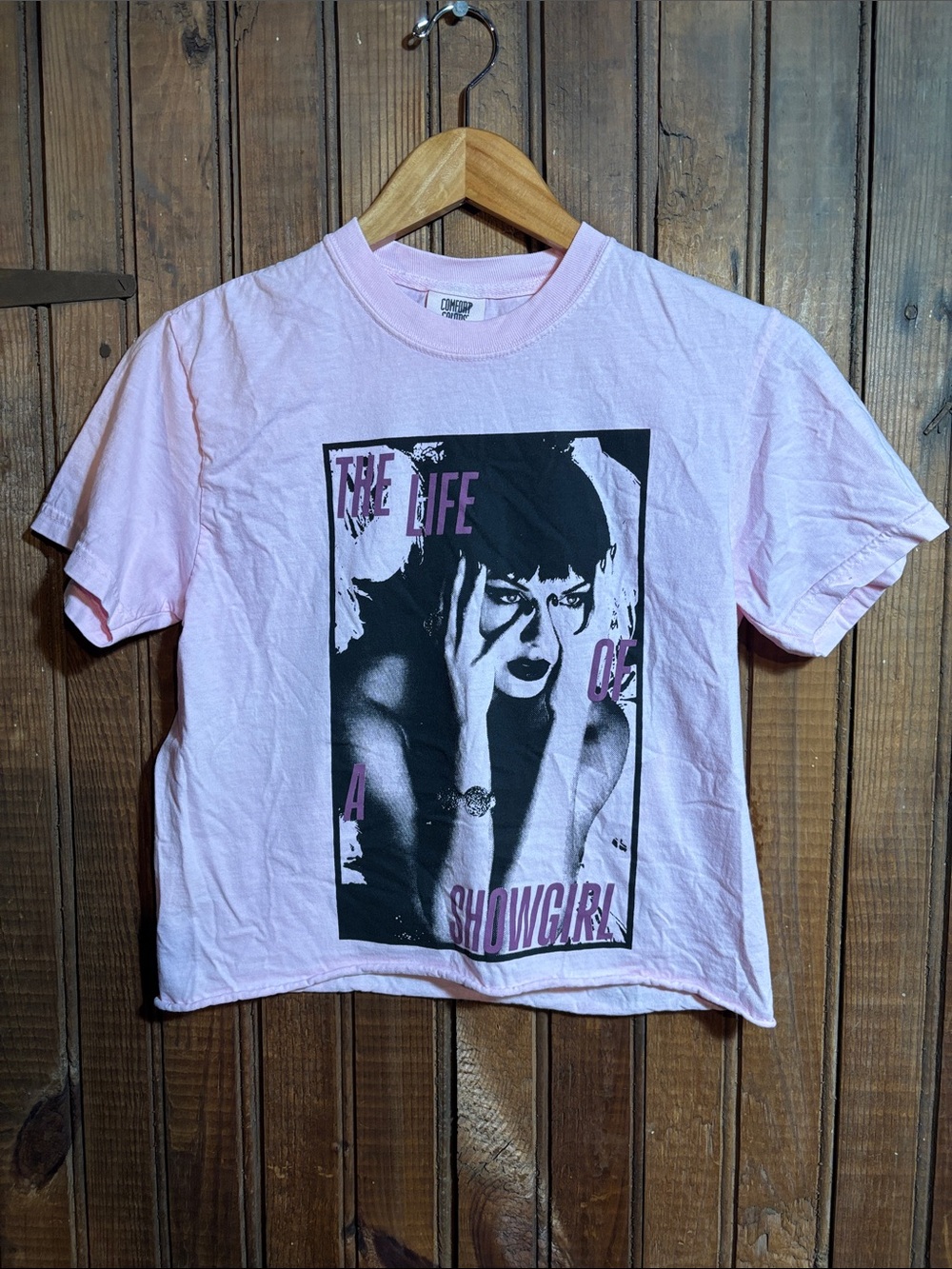 Taylor Swift Pink Graphic Cropped Tee with 'The Life of a Showgirl' Photo Print